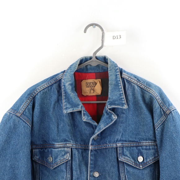 Vintage 90s GAP Flannel Lined Denim Jacket USA - Picture 2 of 7